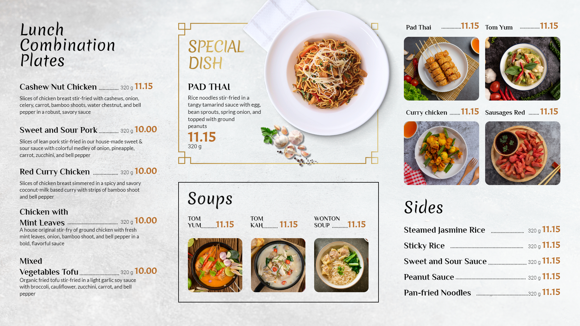 Authentic Thai Lunch & Combo Plate Menu