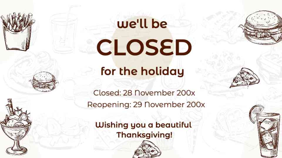 Thanksgiving Holiday Closure Notice Template