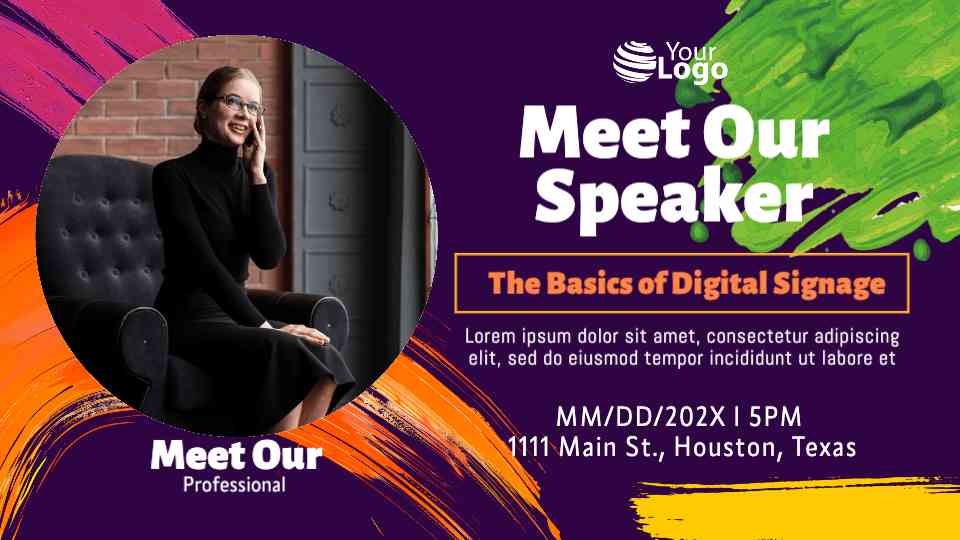 Digital Signage Speaker Announcement Template