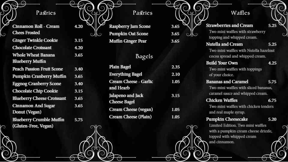Elegant Patisserie & Café Menu
