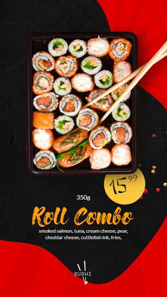 Gourmet Sushi Roll Menu Display