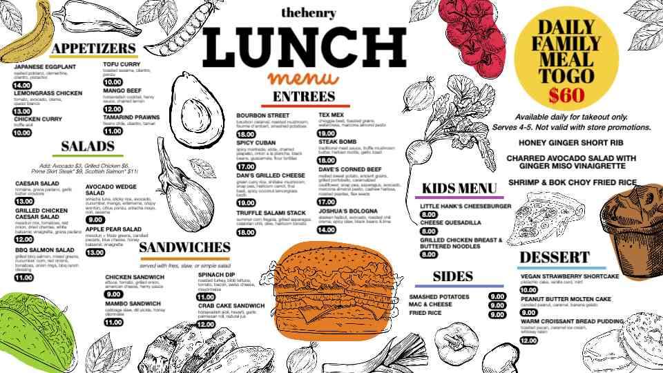The Henry’s Daily Lunch Delights Menu