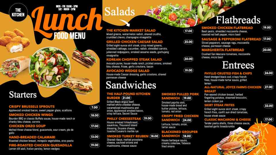 The Kitchen Lunch Specials Menu