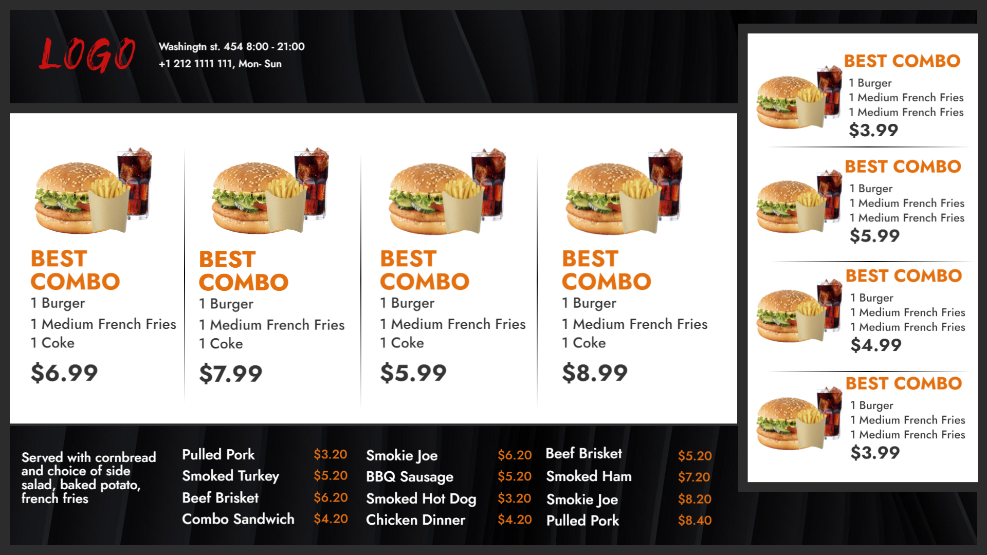 Restaurant Combo Meal Menu Template