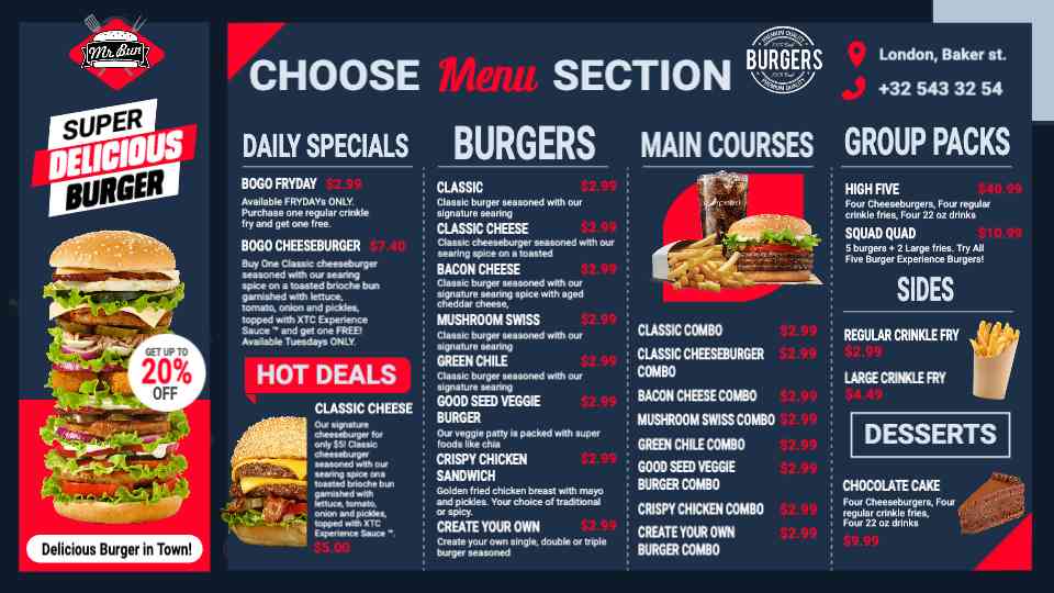 Signature Burger Specials