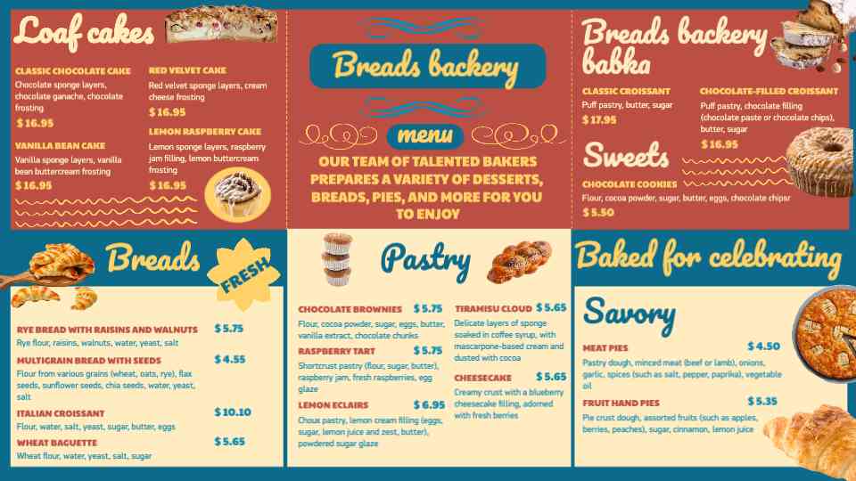 Fresh Bakes & Savory Delights Menu
