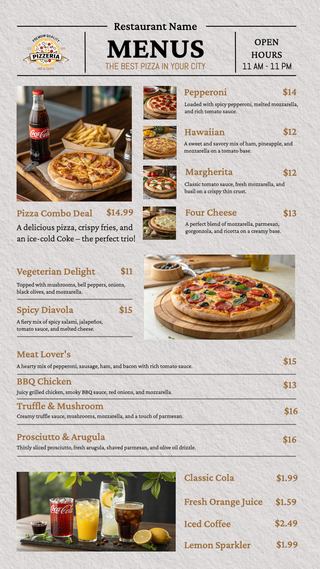 Modern Pizza Menu Visuals | AIScreen