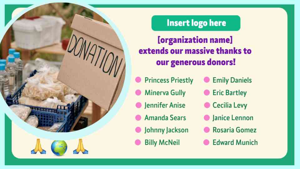 Generous Donor Acknowledgement Template