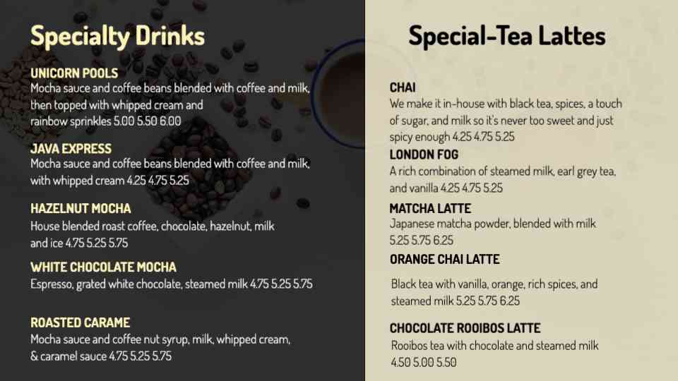 Chalkboard-Inspired Brew & Tea Menu