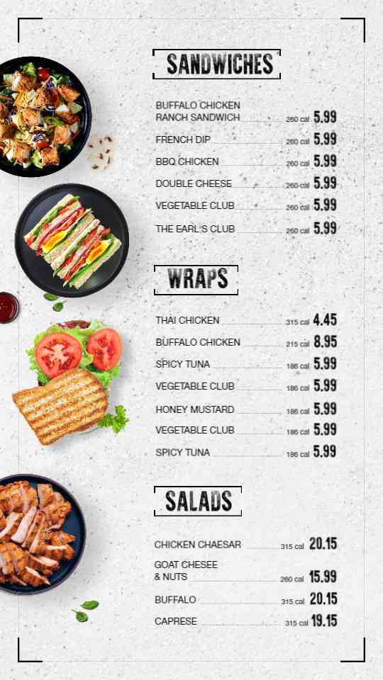 Modern Deli Sandwich & Wrap Menu