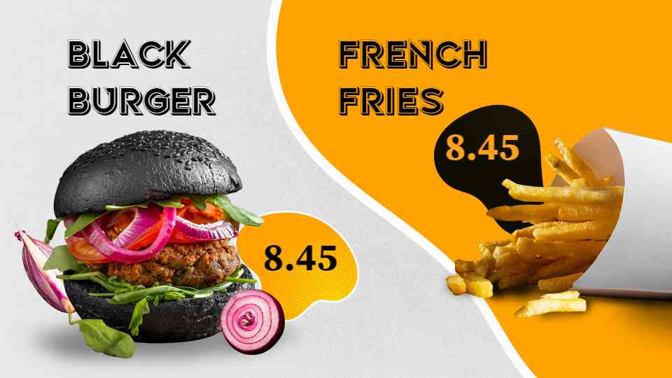 Signature Black Burger & Golden Fries Display