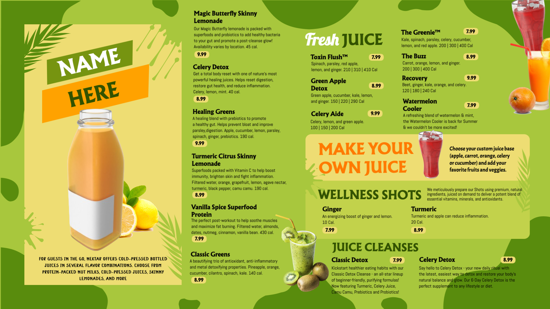 Nutrient Boost Juices & Cleanse Menu