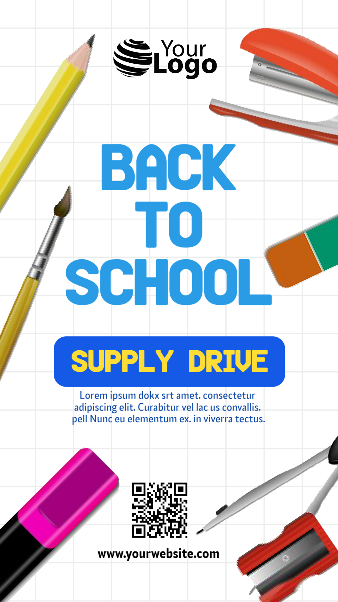 Back to School Supplies Drive Registration Flyer – Promoting Student Essentials
