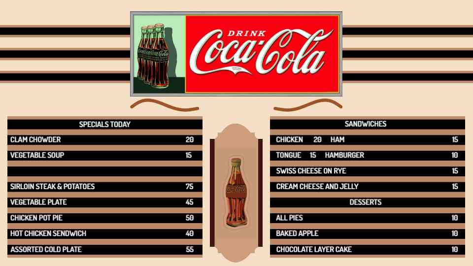 Retro Coca-Cola Diner Menu