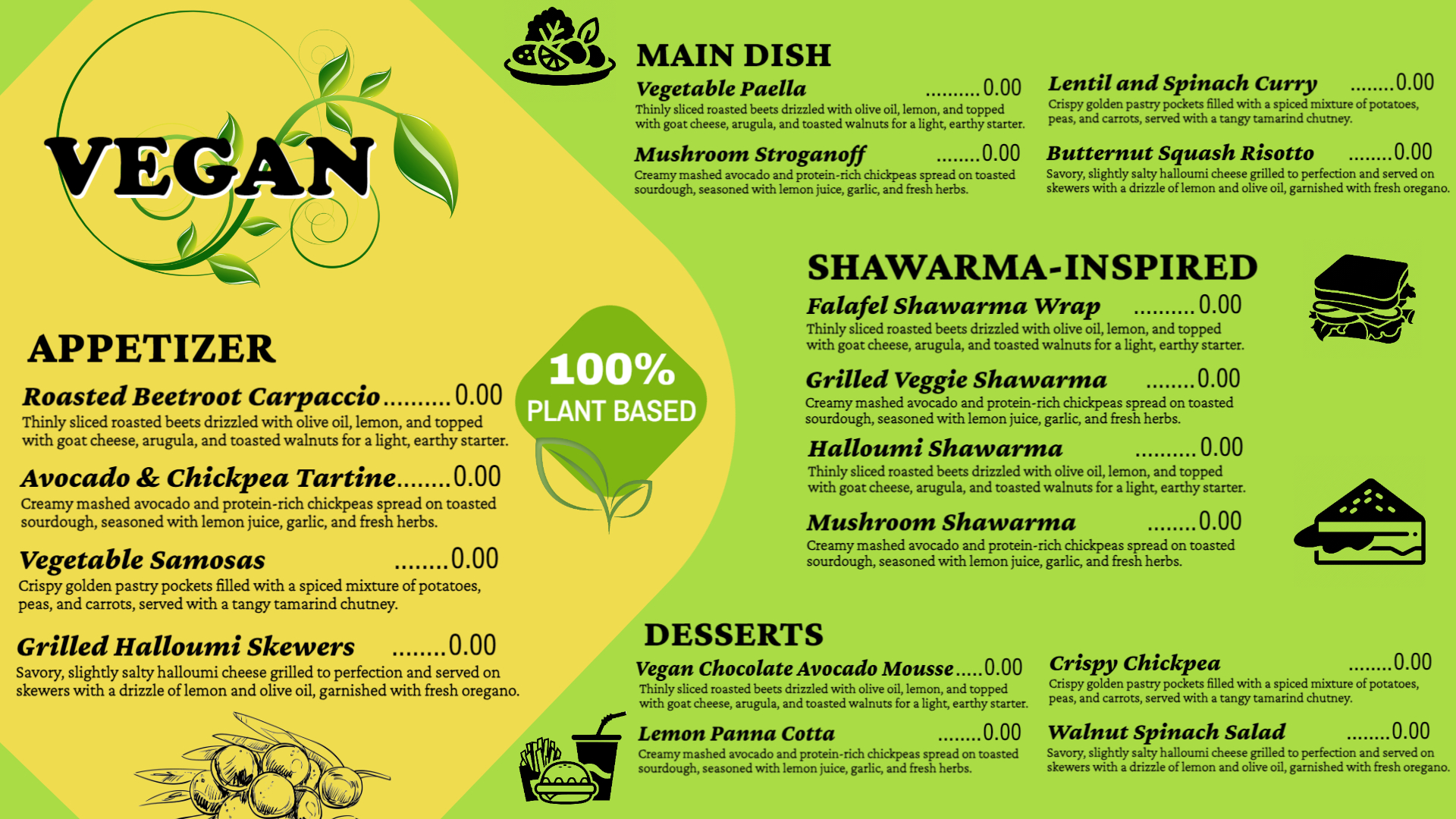 Modern Plant-Powered Vegan Menu