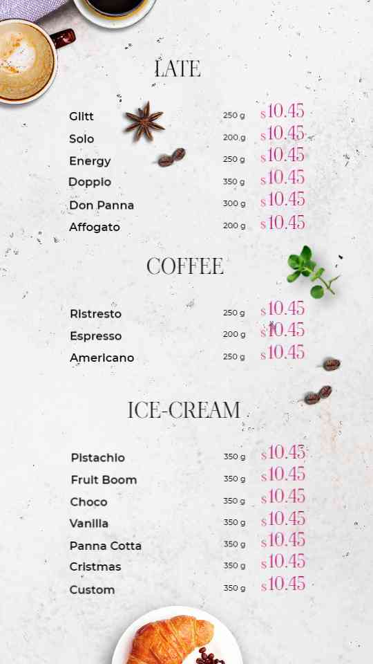 Minimalist Café Menu Display