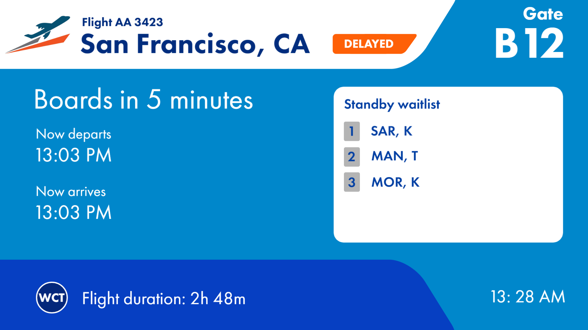 Gate Status & Flight Boarding Information Display