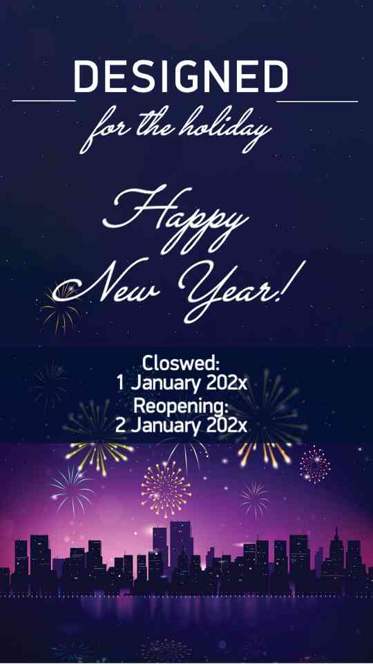 New Year Holiday Closure Announcement Template – Festive Event Design