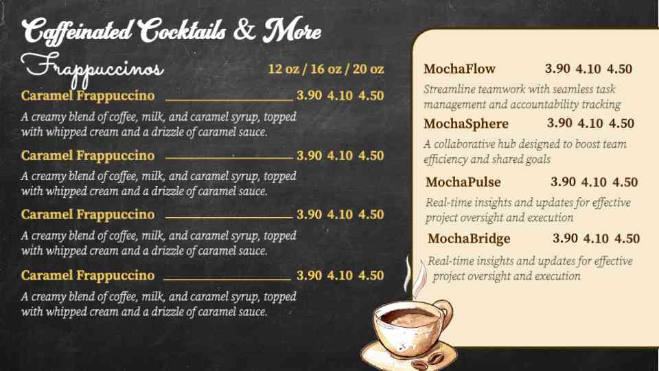 Creative Coffee & Cocktail Menu