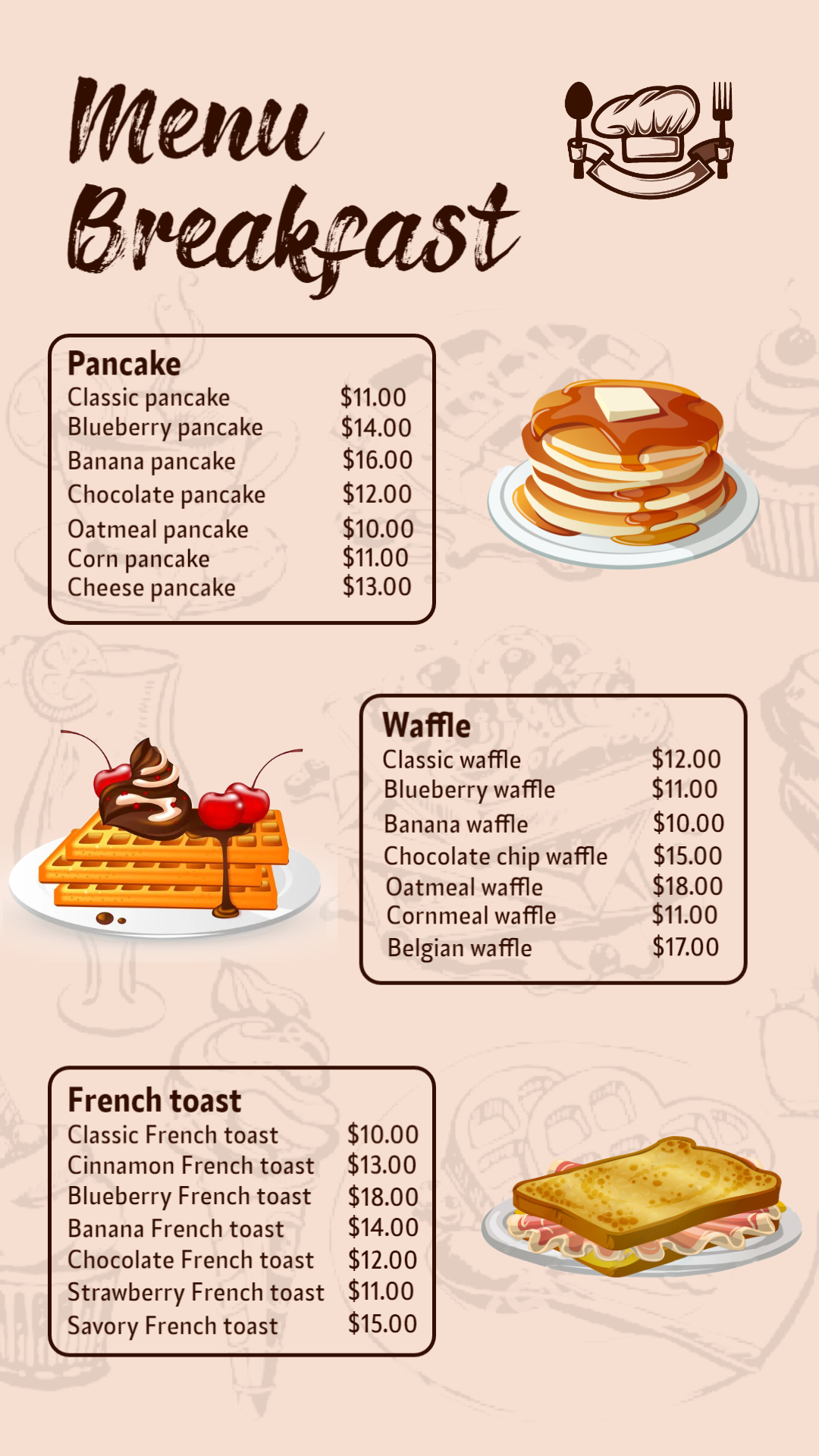 Gourmet Breakfast & Brunch Specials Menu