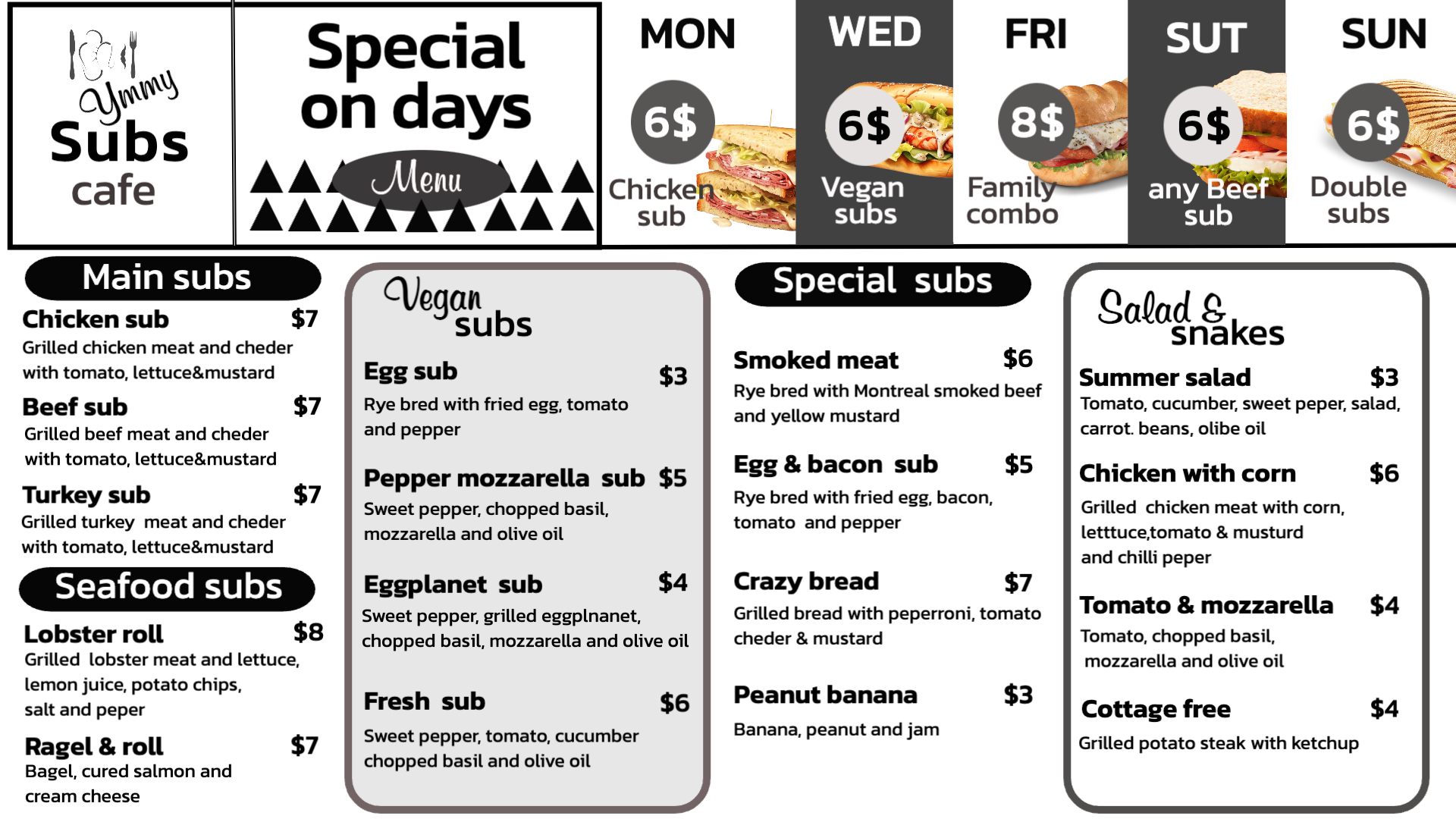 Daily Delights Sandwich & Special Menu
