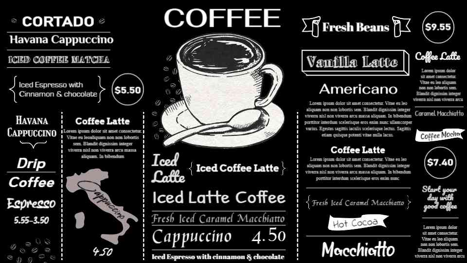 Classic Coffeehouse Brew Menu