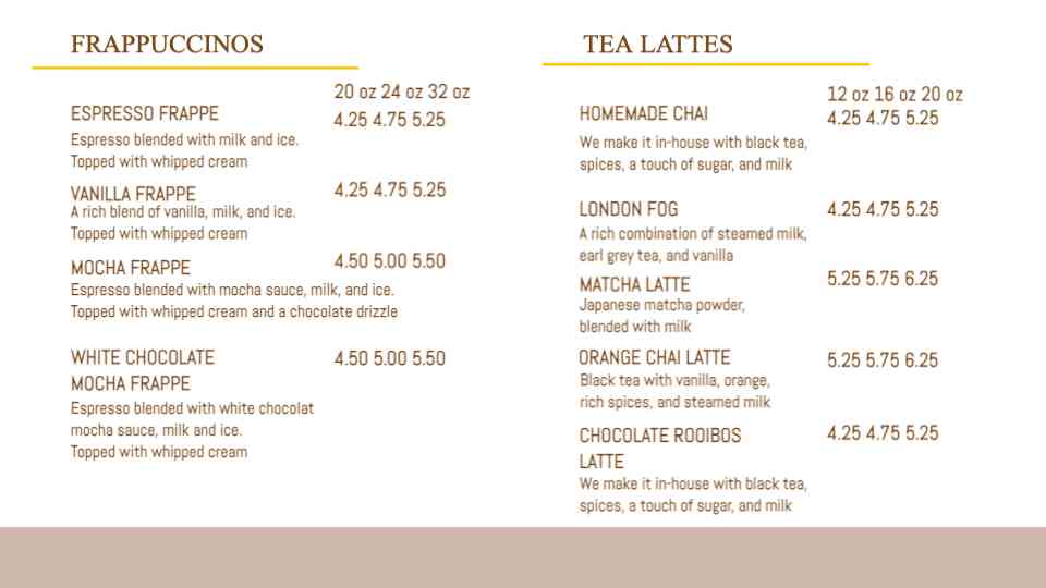 Signature Brews & Specialty Drinks