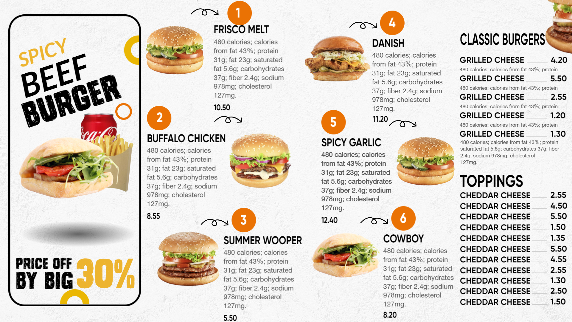 Burger Meal Combo Special Menu Template