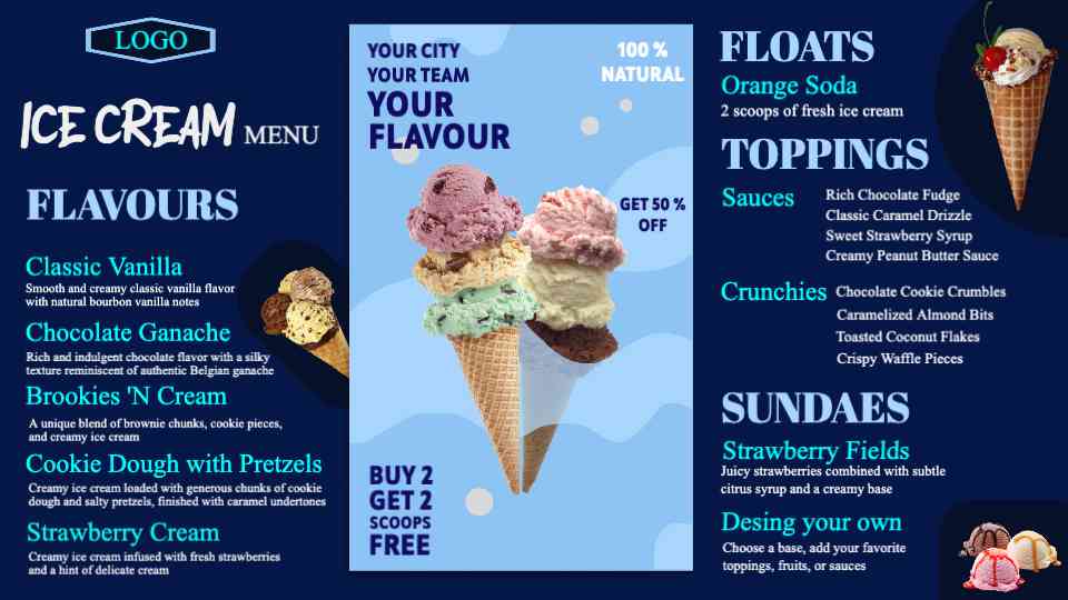 Flavorful Ice Cream Creations Menus