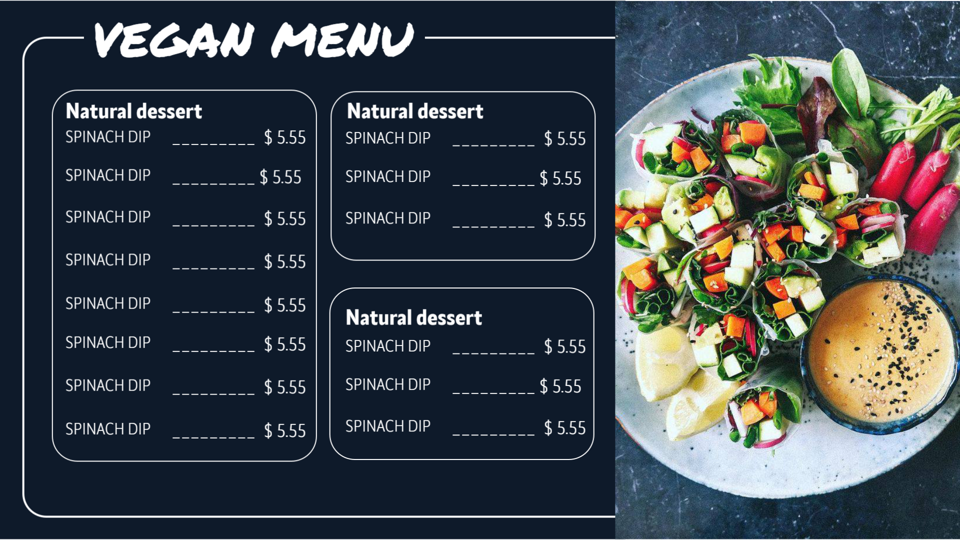 Simplicity in Vegan Desserts Menu