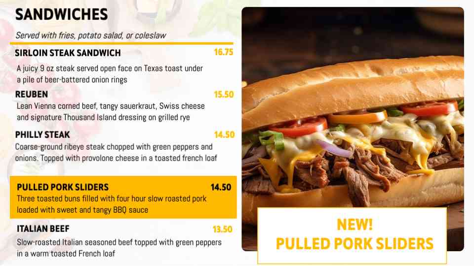 Gourmet Sandwich Bar Menu Template