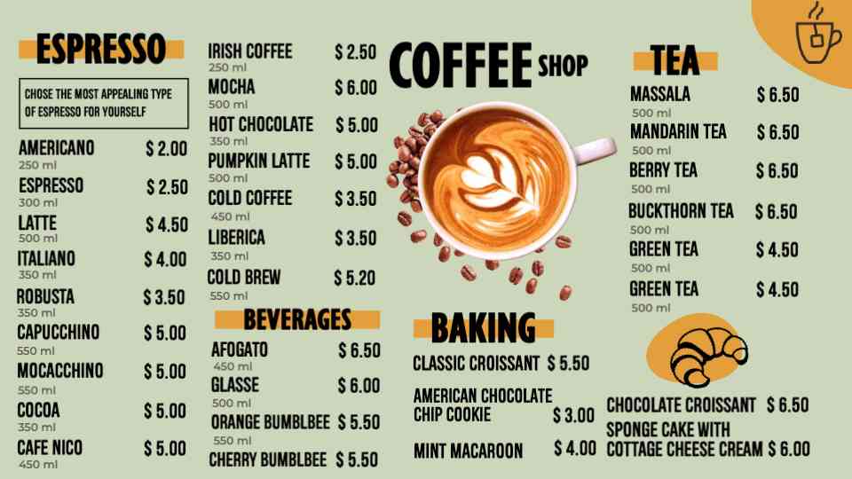 Classic Brews & Sweet Treats Menu