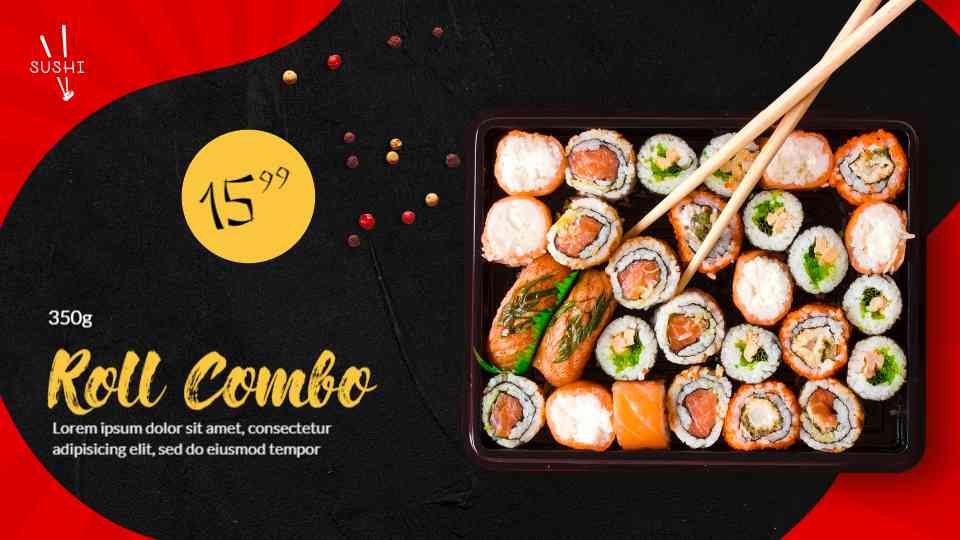 Premium Sushi Roll Menu Display