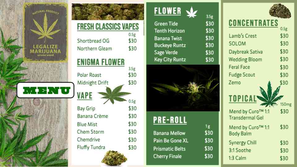 Complete Cannabis Dispensary Menu