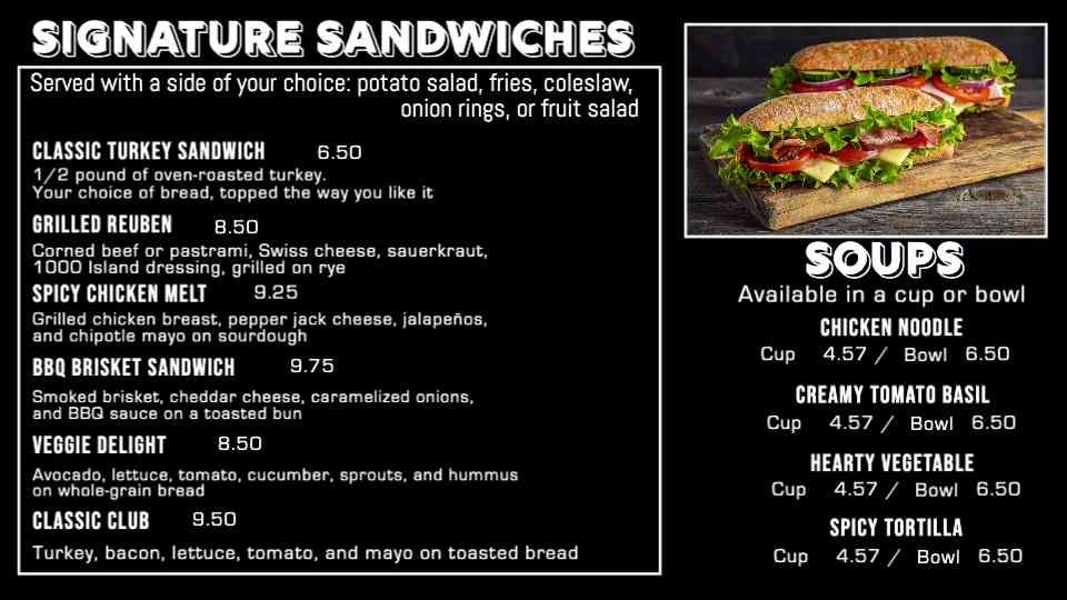 Signature Sandwich & Soup Menu