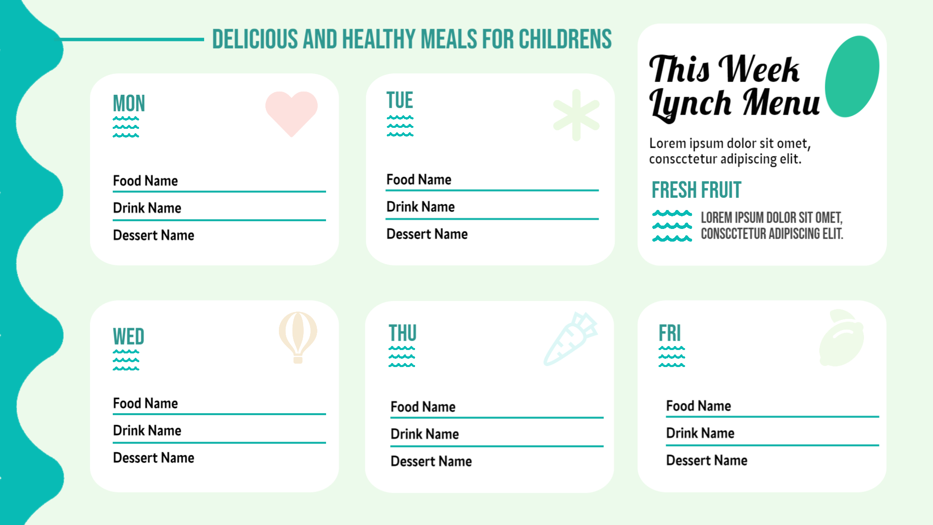 Healthy Kids’ Weekly Lunch Meal Planner