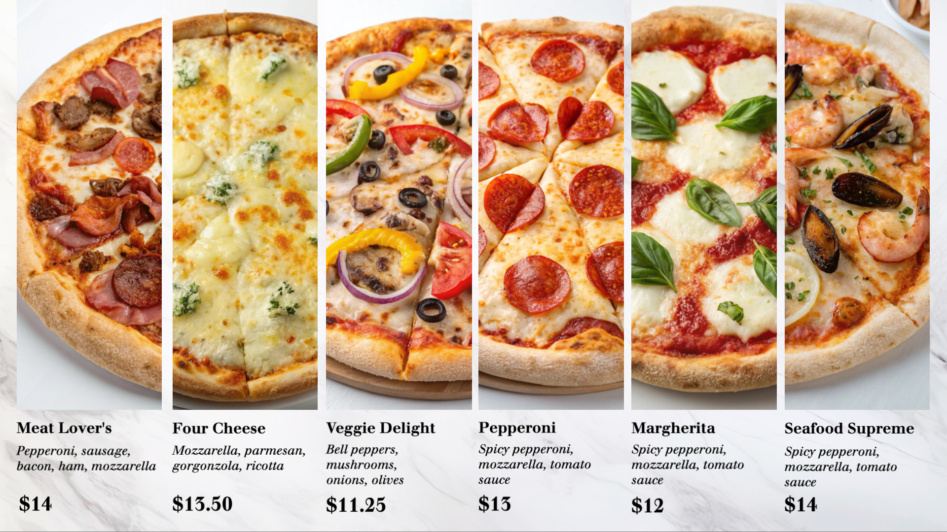 Seamless Pizza Ordering Screen