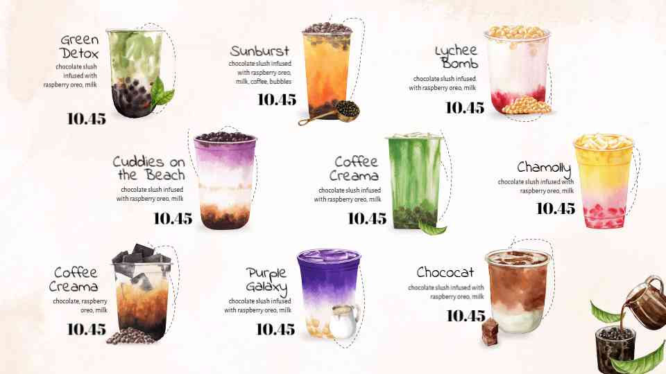Artisan Bubble Tea & Refreshers Menu 7