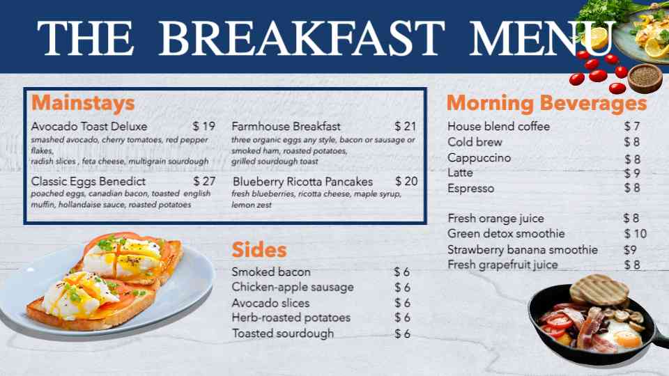 Signature Breakfast & Brunch Selections