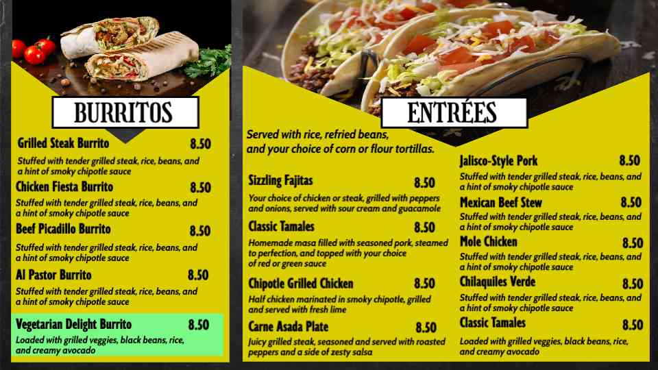 Fresh Tacos & Entree Selections