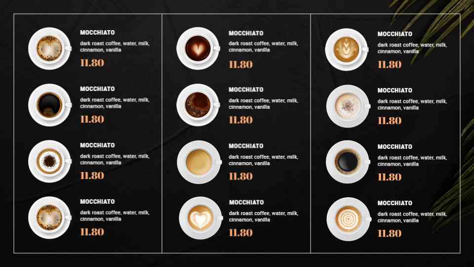 Barista’s Signature Espresso Menu