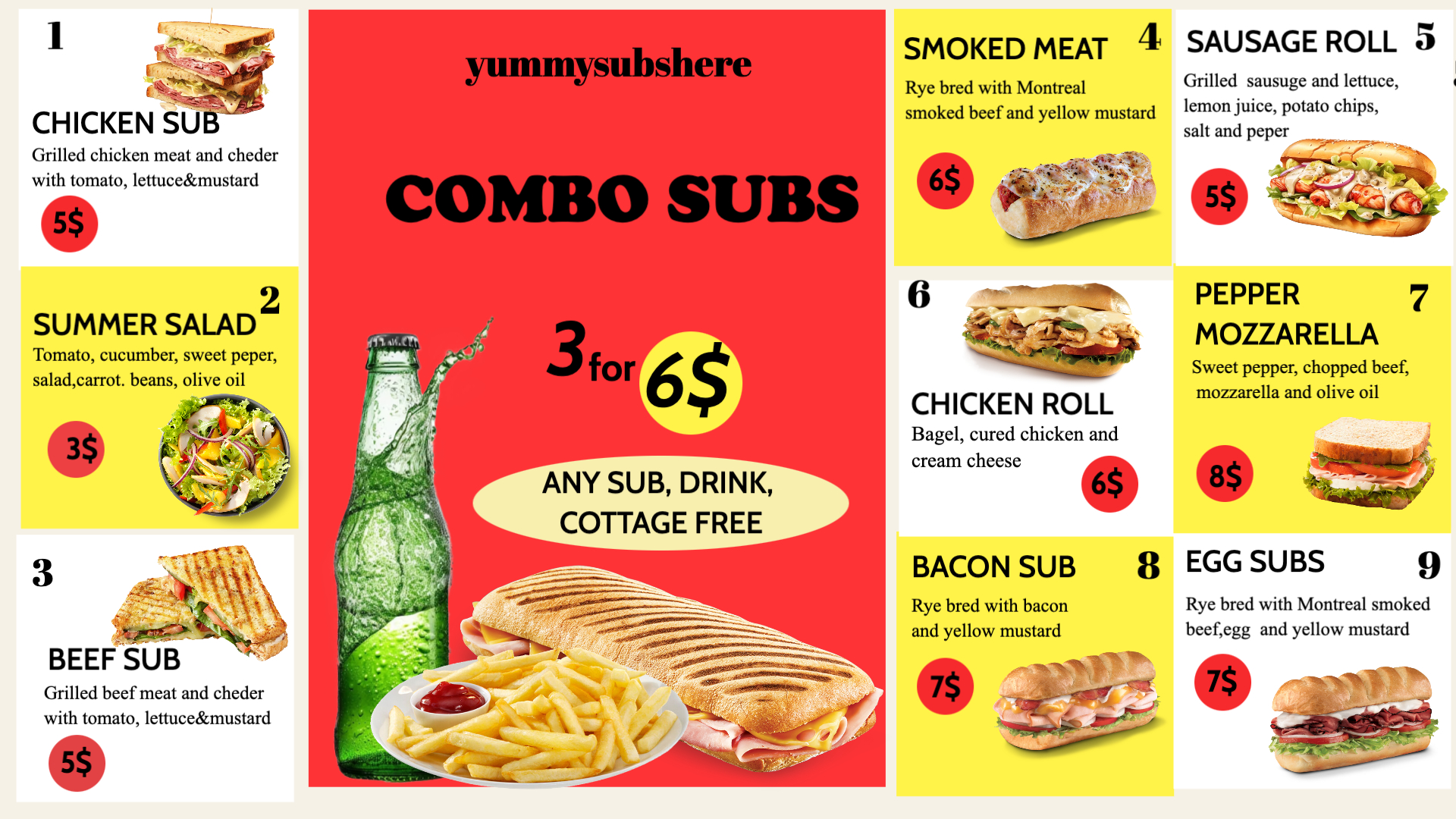 Combo Cravings Sandwich Menu