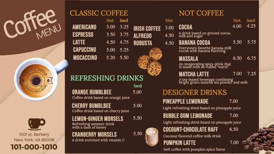 Signature Coffee & Refreshing Beverages Menu
