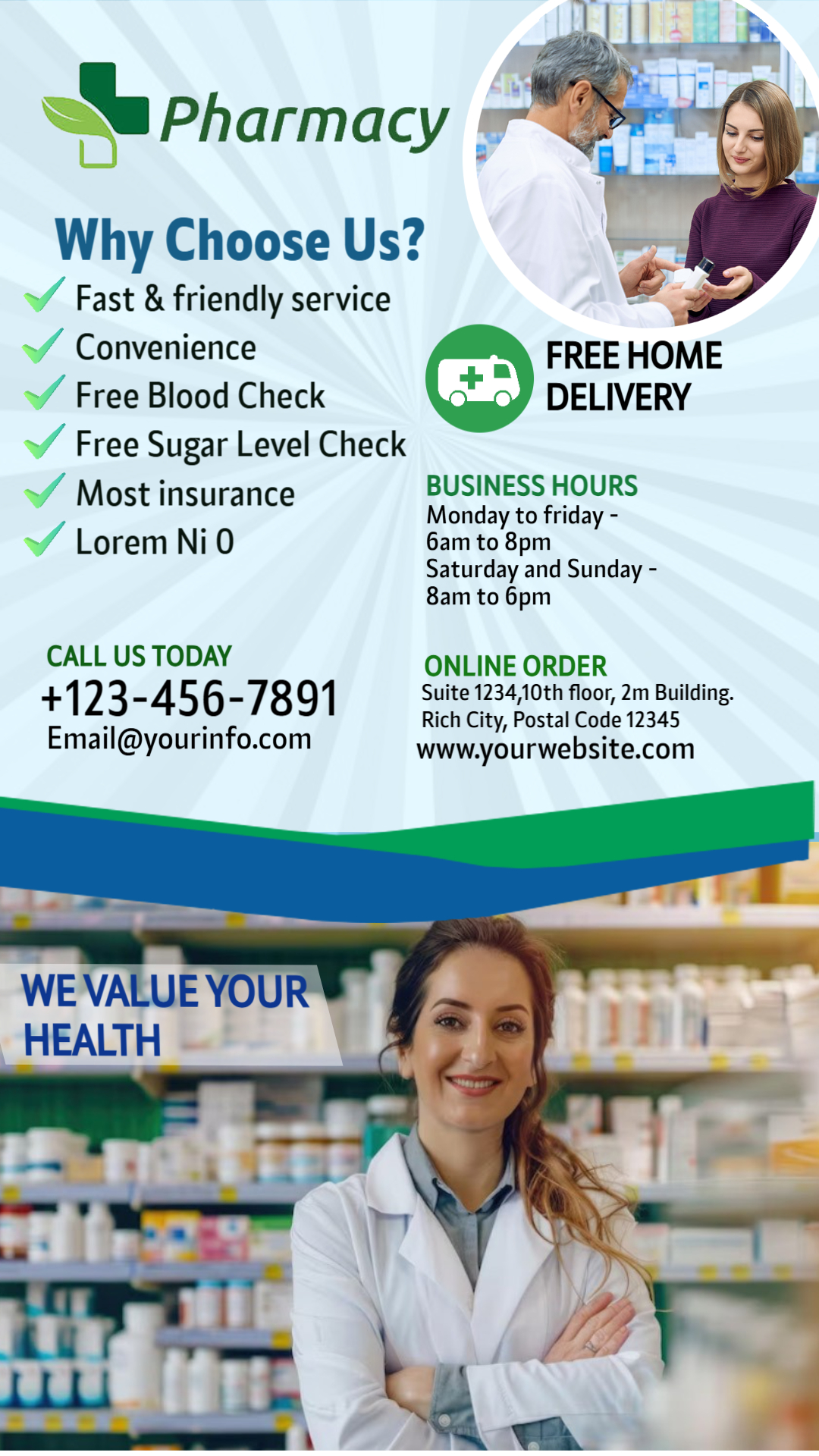 Health Care Store Ad Template – Medical Services & Discounts Layout
