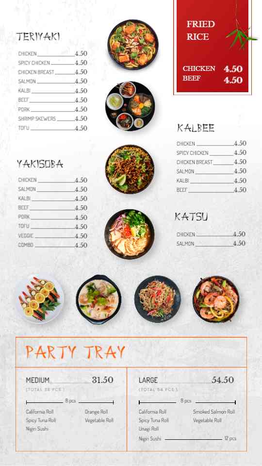 Authentic Japanese Cuisine Menu Display