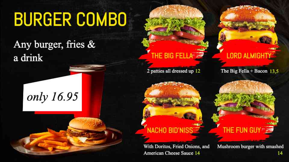 Gourmet Burger Combo Menu Template