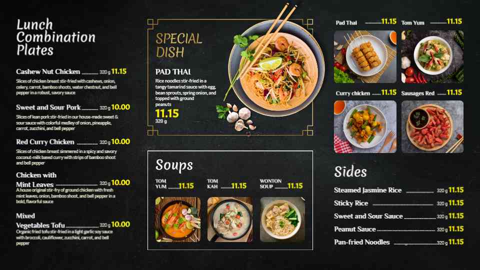 Premium Thai Lunch & Special Dish Menu