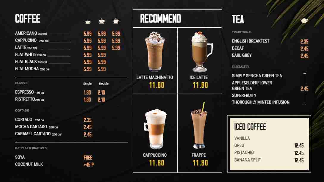 Artisan Café & Specialty Brews Menu