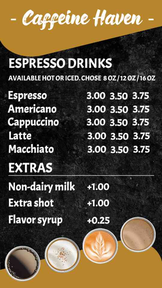 Espresso Deals & Specials Board