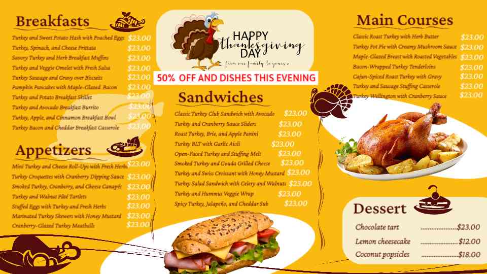 Editable Thanksgiving Day Feast Menu Template
